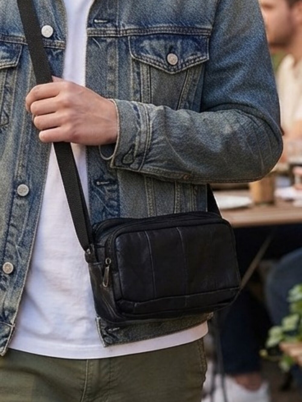 Compact Black Leather Crossbody/Belt Bag – Versatile Everyday Carry - UVGC